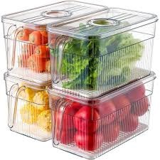 3L Acrylic Fridge Organizer Bin with Handle – Clear Refrigerator Food Storage Container  for Fruits, Vegetables, Drinks, Snacks and Kitchen Organization without lids