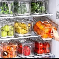 3L Acrylic Fridge Organizer Bin with Handle – Clear Refrigerator Food Storage Container  for Fruits, Vegetables, Drinks, Snacks and Kitchen Organization without lids