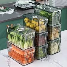 3L Acrylic Fridge Organizer Bin with Handle – Clear Refrigerator Food Storage Container  for Fruits, Vegetables, Drinks, Snacks and Kitchen Organization without lids