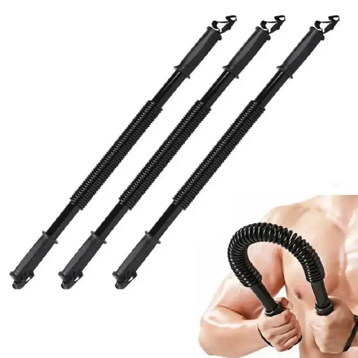 Power Twister Exercise Bar, Heavy-Duty Adjustable Resistance Upper Body Strength Trainer with Comfortable Non-Slip Handles, Portable Chest, Arm, Shoulder and Muscle Building Fitness Equipment for Home