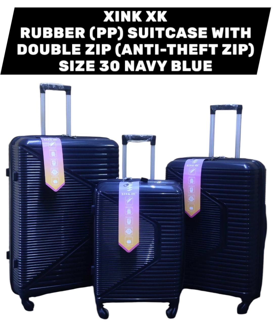3 in 1 PP Rubber Hard Shell Travel Suitcase Set – Size 30 Large Capacity Trolley Luggage Set, Durable Anti-Theft Spinner Wheel Travel Bags for Men & Women
