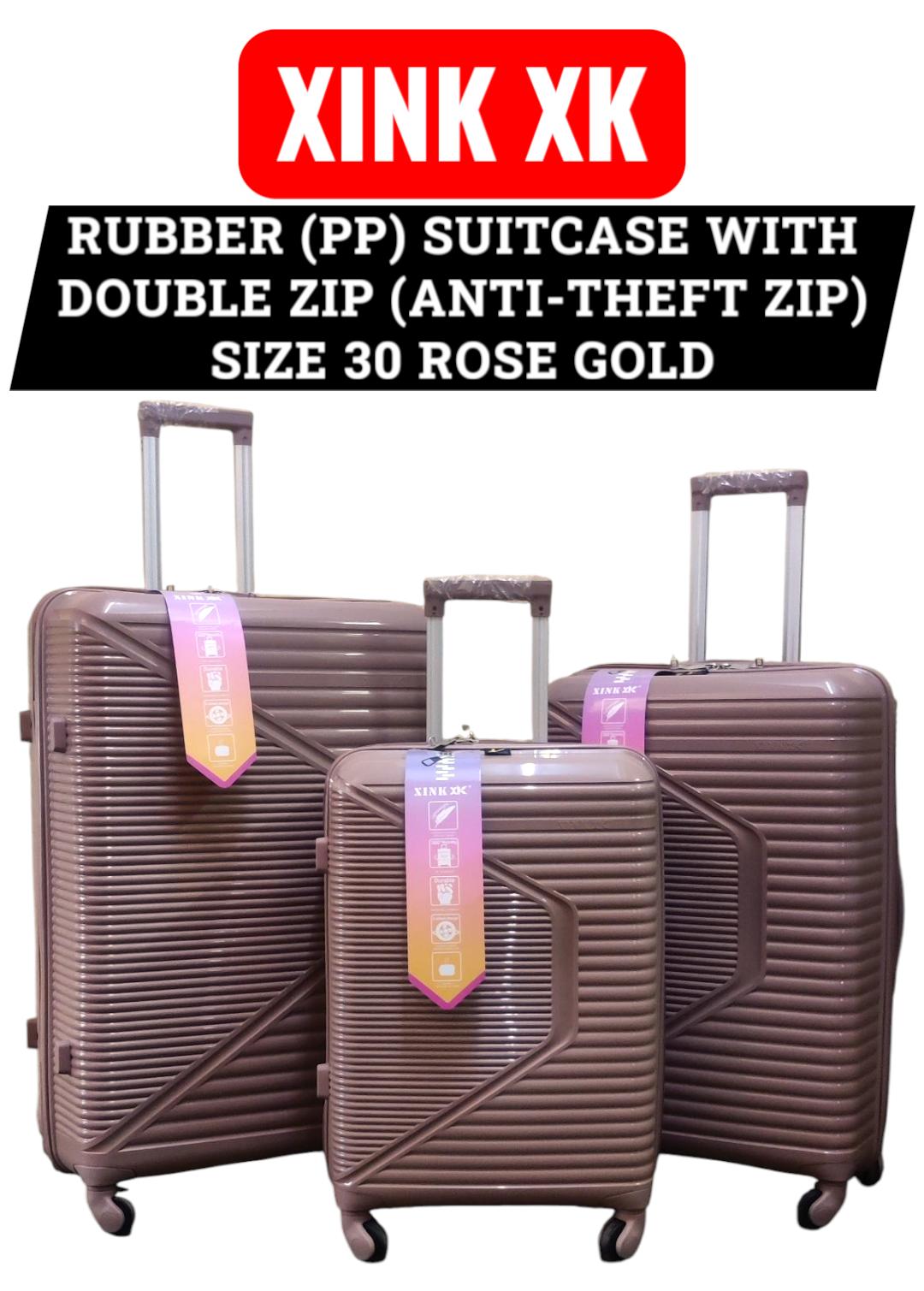 3 in 1 PP Rubber Hard Shell Travel Suitcase Set – Size 30 Large Capacity Trolley Luggage Set, Durable Anti-Theft Spinner Wheel Travel Bags for Men & Women