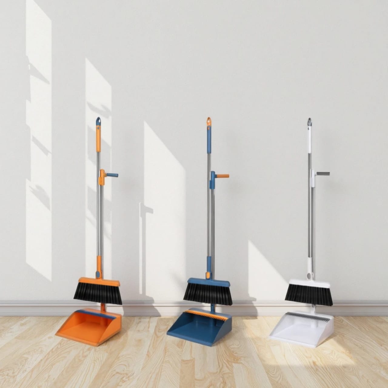 2 in 1 foldable & rotating broom & dustpan set convenient all in one cleaning set, keeps your floors neat and spotless, strong and durable design, lightweight and easy to use.