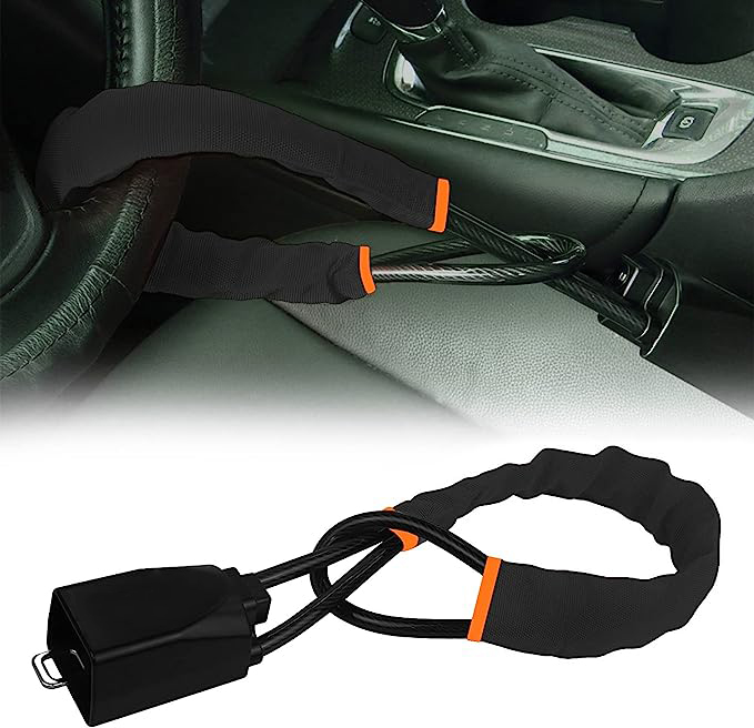 Car Steering Wheel Lock – Anti-Theft Vehicle Security Lock – Heavy Duty Steel Steering Lock with 2 Keys – Universal Car Safety Lock