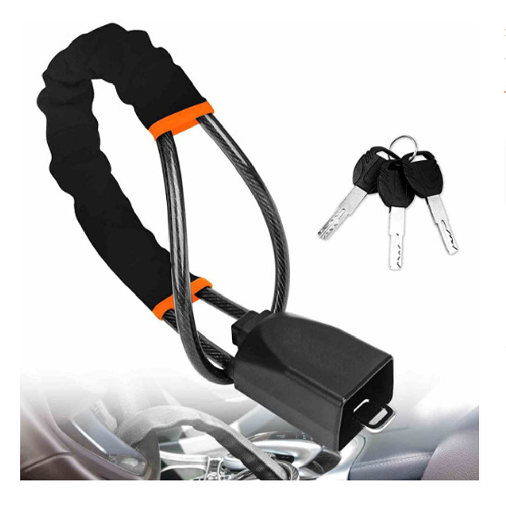 Car Steering Wheel Lock – Anti-Theft Vehicle Security Lock – Heavy Duty Steel Steering Lock with 2 Keys – Universal Car Safety Lock