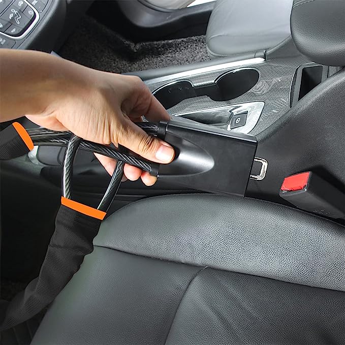 Car Steering Wheel Lock – Anti-Theft Vehicle Security Lock – Heavy Duty Steel Steering Lock with 2 Keys – Universal Car Safety Lock