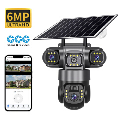3-Lens 4G Solar CCTV Camera – Outdoor Security Camera with SIM Card, PTZ, Night Vision, AI Motion Detection & Two-Way Audio