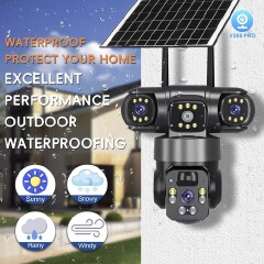 3-Lens 4G Solar CCTV Camera – Outdoor Security Camera with SIM Card, PTZ, Night Vision, AI Motion Detection & Two-Way Audio