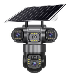 3-Lens 4G Solar CCTV Camera – Outdoor Security Camera with SIM Card, PTZ, Night Vision, AI Motion Detection & Two-Way Audio