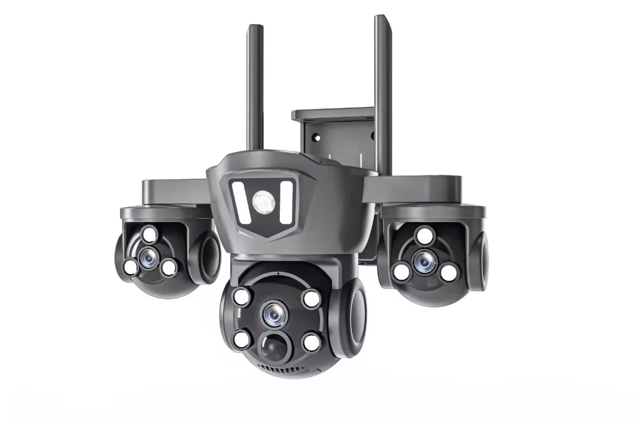 4G solar  CCTV  camera simcard triple lens solar cctv camera with motion tracking,night vision,360 rotation,high resolution 12MP waterproof ,two way communication ,SD slot & cloud storage
