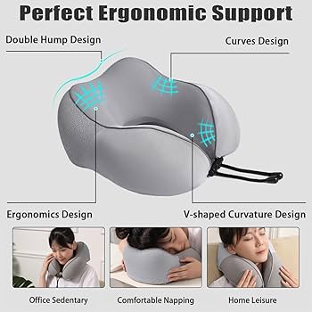 Cozy U-Shaped Neck Pillow - Lake Blue - 0.5 kg - Ergonomic Design for Travel & Relaxation