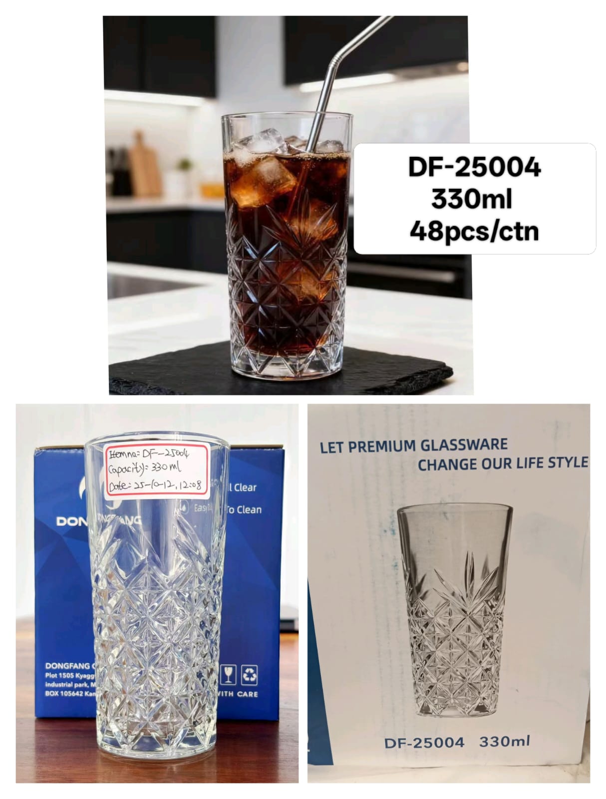 6pcs Quality Transparent Water/Juice Drinking Glasses Strong glass with elegant finish touch design, glasses designs allows firm grip to avoid slip off hand and to as decoration as well. This set can
