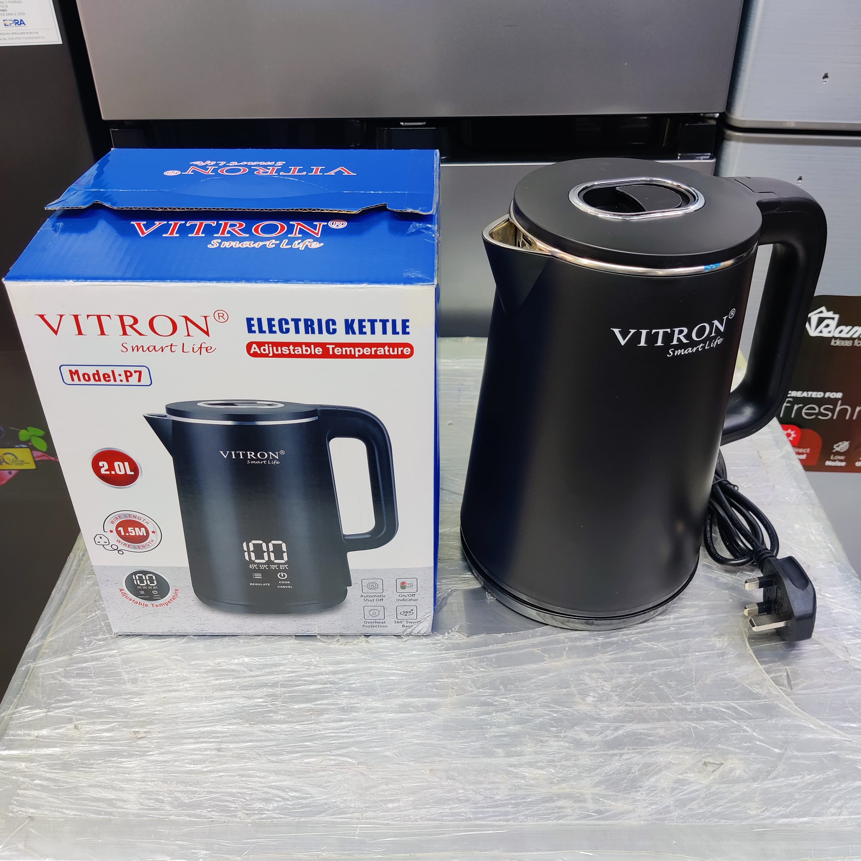 Vitron P7 Smart Electric Kettle 2.0L with Adjustable Temperature Control Digital Display Cordless Water Boiler Double Layer Anti-Scald Hot Water Pot – Matte Black