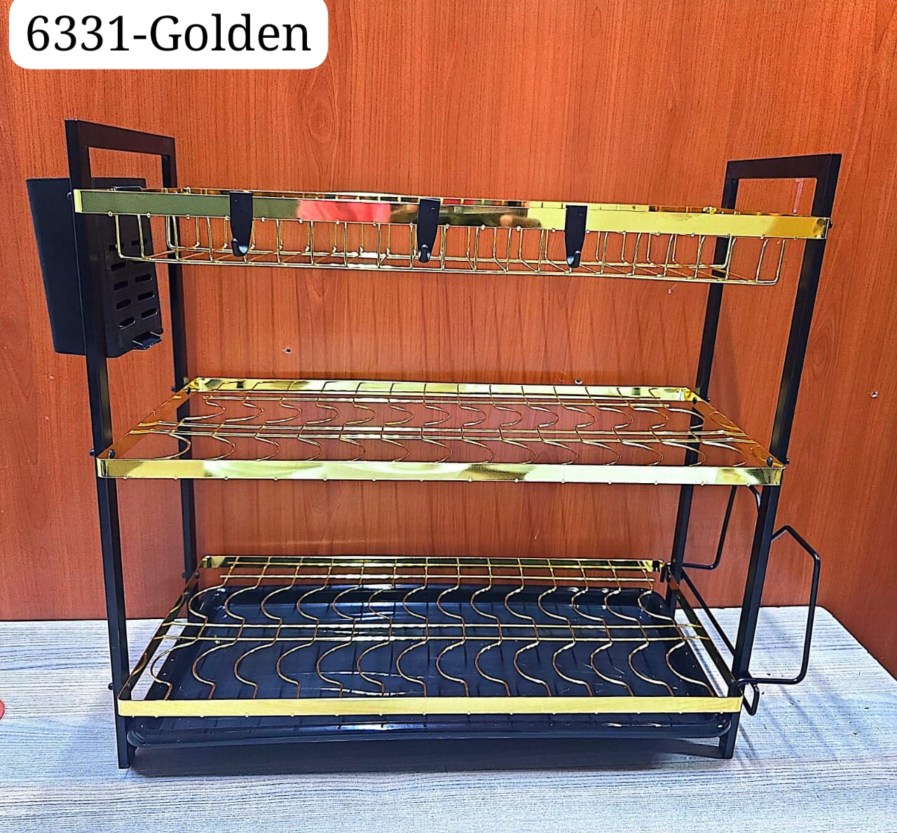 Kitchen 3 tier dishrack HIGH QUALITY! Chrome that will never Tarnish, Rust or Corrode- Gold Black