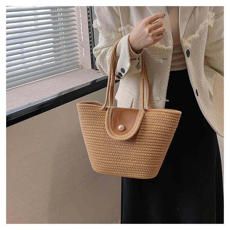 Summer New Minimalist and Stylish Beach Embroidery Straw Tote Bag Straw Bag Straw Beach Bag Niche Fashion Handbag for Women