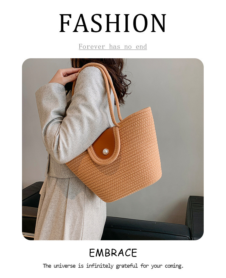 Summer New Minimalist and Stylish Beach Embroidery Straw Tote Bag Straw Bag Straw Beach Bag Niche Fashion Handbag for Women