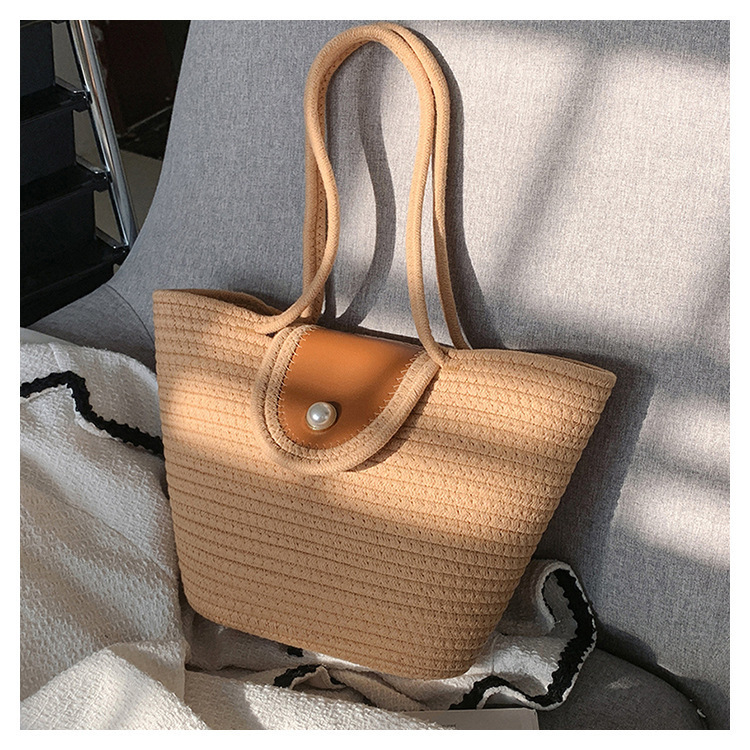 Summer New Minimalist and Stylish Beach Embroidery Straw Tote Bag Straw Bag Straw Beach Bag Niche Fashion Handbag for Women