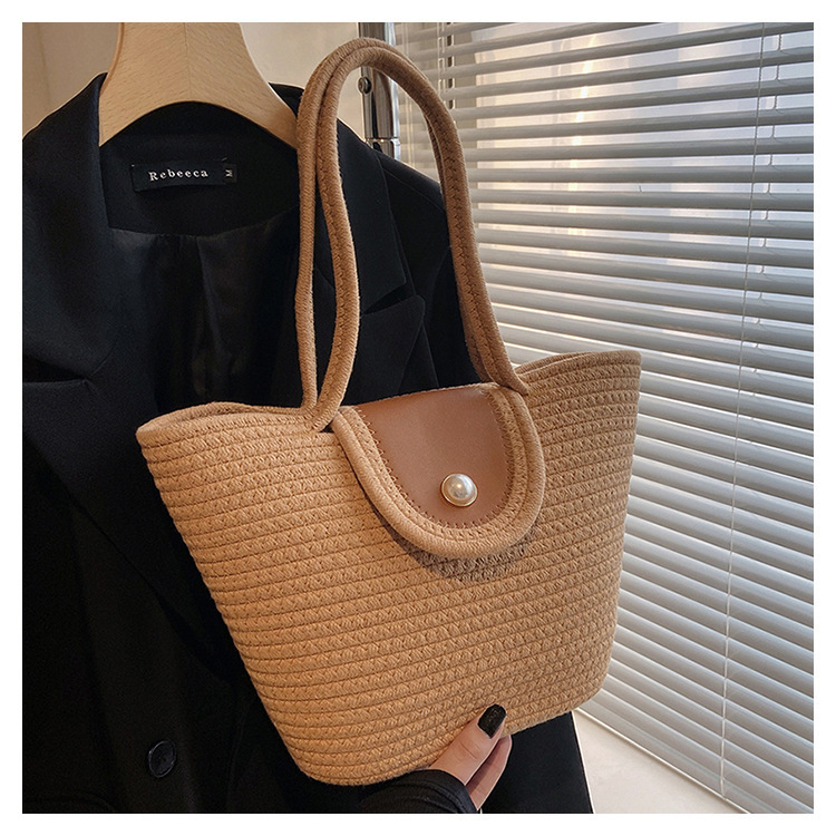 Summer New Minimalist and Stylish Beach Embroidery Straw Tote Bag Straw Bag Straw Beach Bag Niche Fashion Handbag for Women