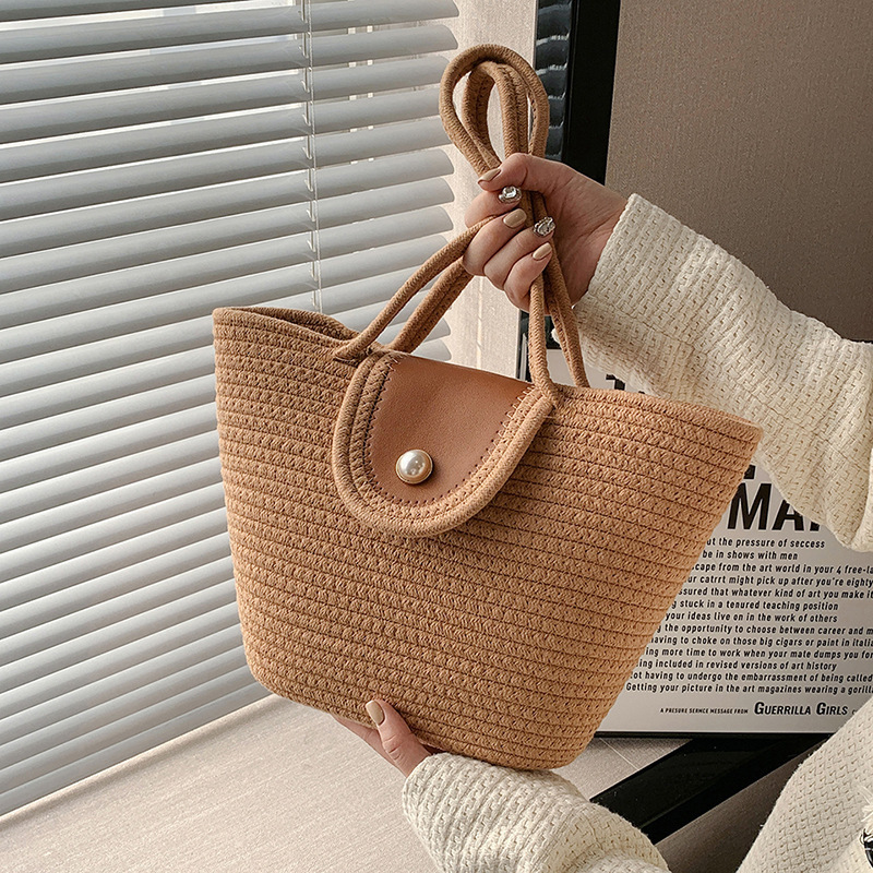 Summer New Minimalist and Stylish Beach Embroidery Straw Tote Bag Straw Bag Straw Beach Bag Niche Fashion Handbag for Women