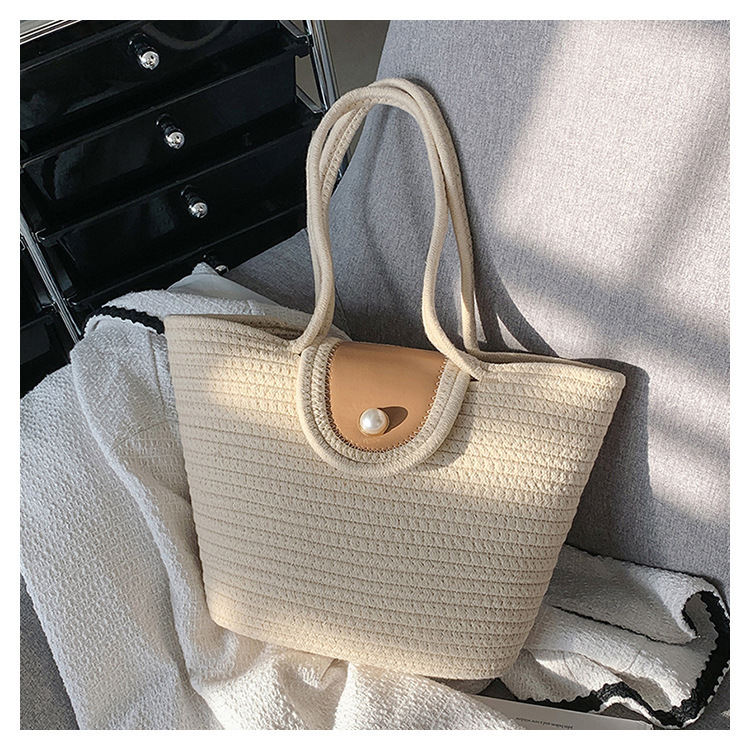 Summer New Minimalist and Stylish Beach Embroidery Straw Tote Bag Straw Bag Straw Beach Bag Niche Fashion Handbag for Women