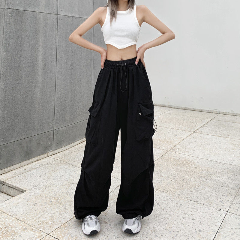 Fashion Lady Oversize Sweatpants Casual Cargo Pants Women Streetwear Drawstring Loose