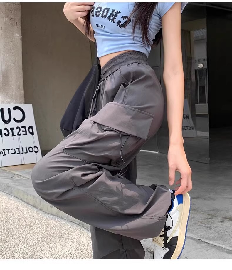 Fashion Lady Oversize Sweatpants Casual Cargo Pants Women Streetwear Drawstring Loose