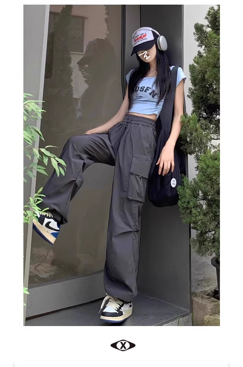 Fashion Lady Oversize Sweatpants Casual Cargo Pants Women Streetwear Drawstring Loose
