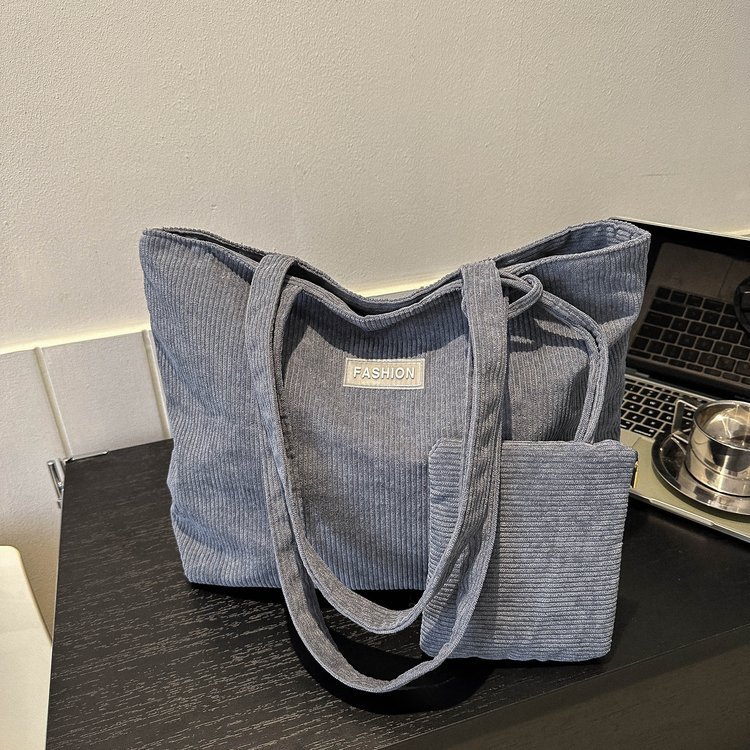 2026 New Soft Corduroy Shopper Tote Bag with Small Purse Spacious Design Women Daily Use Bag Shopper