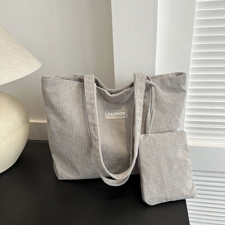 2026 New Soft Corduroy Shopper Tote Bag with Small Purse Spacious Design Women Daily Use Bag Shopper