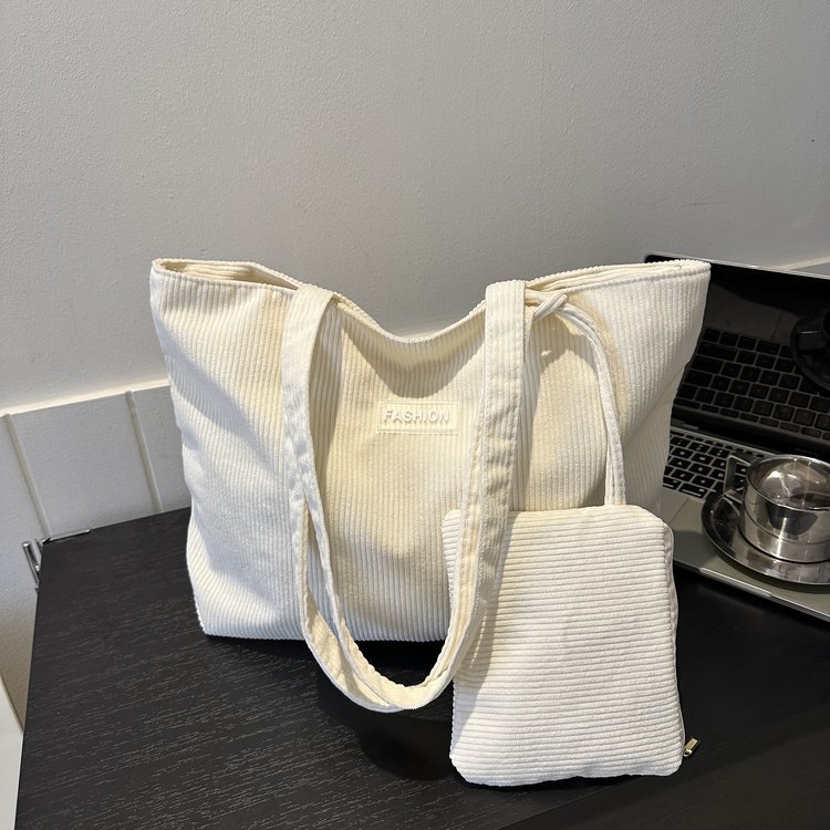 2026 New Soft Corduroy Shopper Tote Bag with Small Purse Spacious Design Women Daily Use Bag Shopper