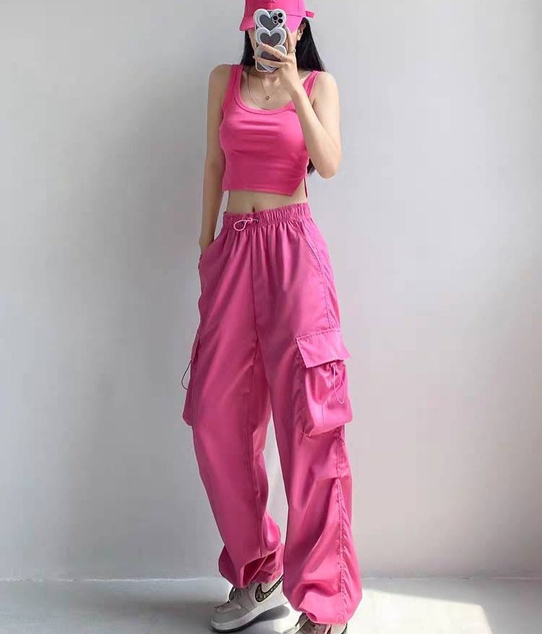 Fashion Lady Oversize Sweatpants Casual Cargo Pants Women Streetwear Drawstring Loose