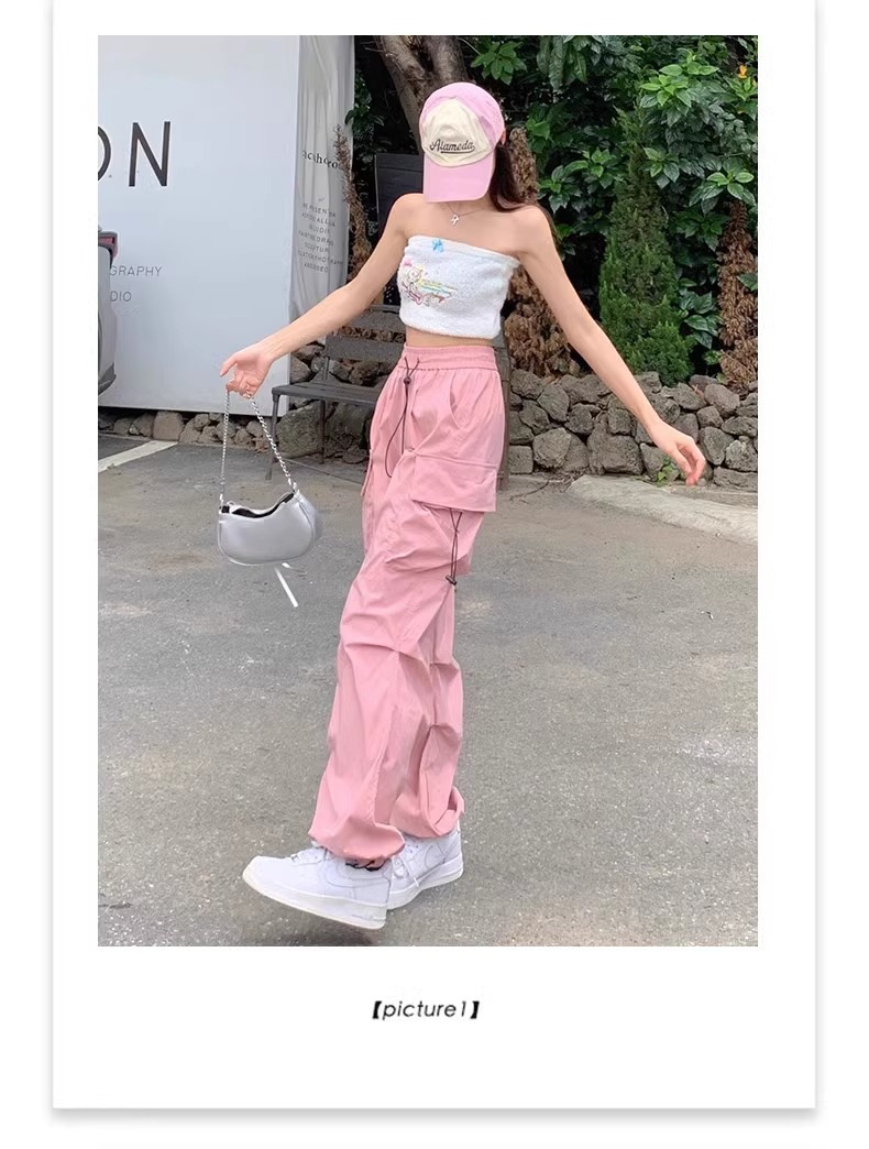 Fashion Lady Oversize Sweatpants Casual Cargo Pants Women Streetwear Drawstring Loose