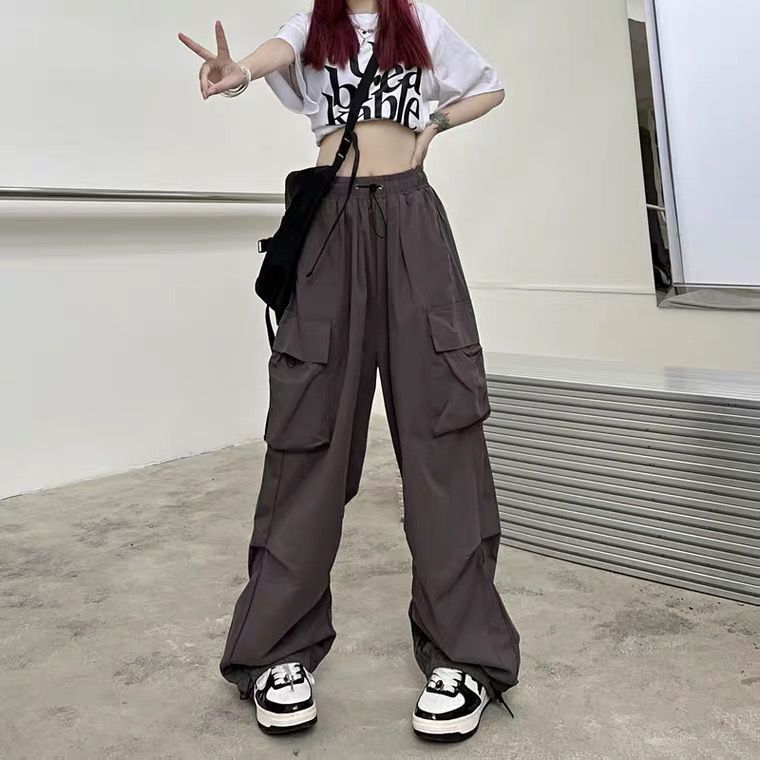 Fashion Lady Oversize Sweatpants Casual Cargo Pants Women Streetwear Drawstring Loose