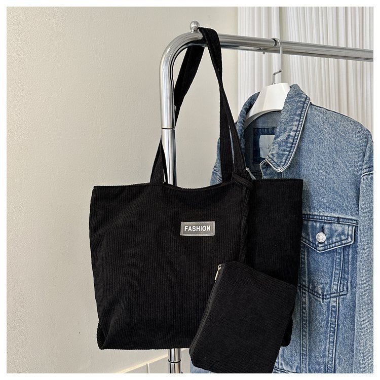 2026 New Soft Corduroy Shopper Tote Bag with Small Purse Spacious Design Women Daily Use Bag Shopper