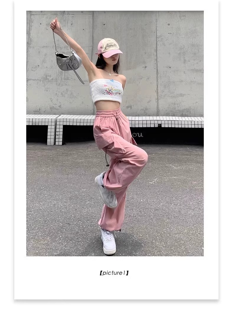 Fashion Lady Oversize Sweatpants Casual Cargo Pants Women Streetwear Drawstring Loose