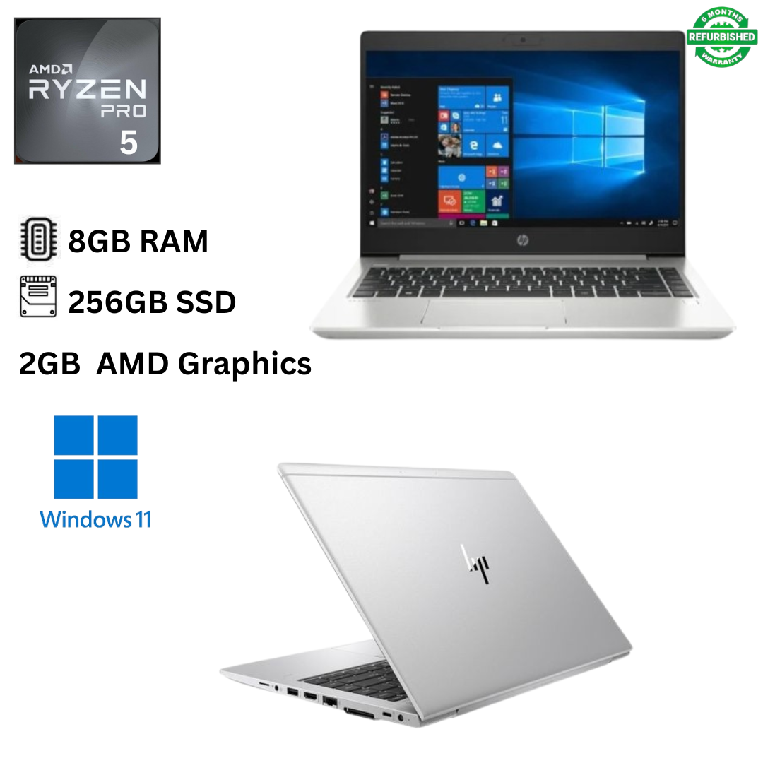 Refurbished HP EliteBook 745 G6 AMD Ryzen 5 PRO 3500U 8GB RAM 256GB SSD 14 Inches FHD + 2GB AMD Radeon Graphics Windows 11 Pro MS Office 2021 Slim Laptop