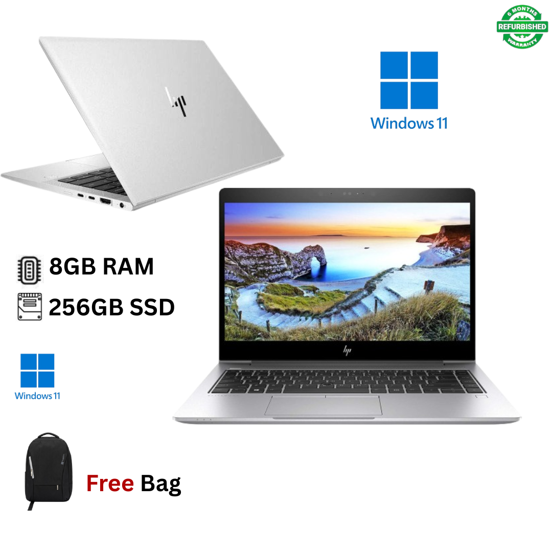 Refurbished HP EliteBook 840 G5 Core i7 8th Gen 8GB RAM 256GB SSD 14 Inch Full HD Non-Touch 1.8GHz up to 4.0GHz Quad Core Processor Windows 11 Pro MS Office 2021 Webcam HDMI Ultra-Slim Laptop + Bag