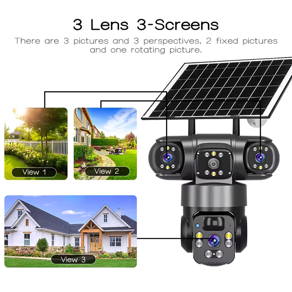 SOLAR CCTV CAMERA 3ens WIFI OUTDOOR WATERPROOF 360° ROTATING, TWO WAY COMMUNICATION, FULL COLOR,MOTION DETECTION,TEXTS NOTIFICATIONS, ALARM ,NIGT VISION HD REMOTE WIRELESS SURVEILLANCE CAMERA