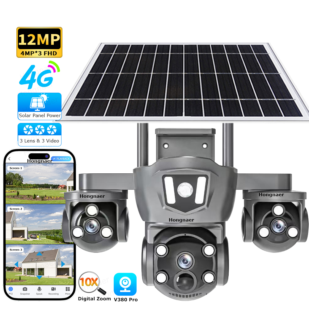 SOLAR CCTV CAMERA 3ens 4G SIM CARD OUTDOOR WATERPROOF 360° ROTATING, TWO WAY COMMUNICATION, FULL COLOR,MOTION DETECTION,TEXTS NOTIFICATIONS, ALARM ,NIGT VISION HD REMOTE WIRELESS SURVEILLANCE CAMERA