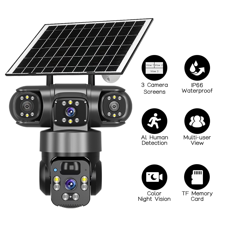 SOLAR CCTV CAMERA 3ens WIFI OUTDOOR WATERPROOF 360° ROTATING, TWO WAY COMMUNICATION, FULL COLOR,MOTION DETECTION,TEXTS NOTIFICATIONS, ALARM ,NIGT VISION HD REMOTE WIRELESS SURVEILLANCE CAMERA