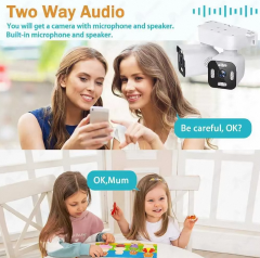 Dual Lens WiFi CCTV Camera – 4MP HD PTZ Outdoor Security Camera – 355° Pan & 90° Tilt – AI Human Detection – Two-Way Audio – Color Night Vision – Remote Viewing – Waterproof IP Camera