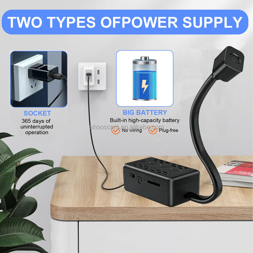 Ultra-HD Rechargeable Mini Spy Camera - Flexible Snake Cable Pinhole CCTV Security Cam with Smart Motion Detection, HD Night Vision, Wireless Cloud Storage & Easy Hidden Setup
