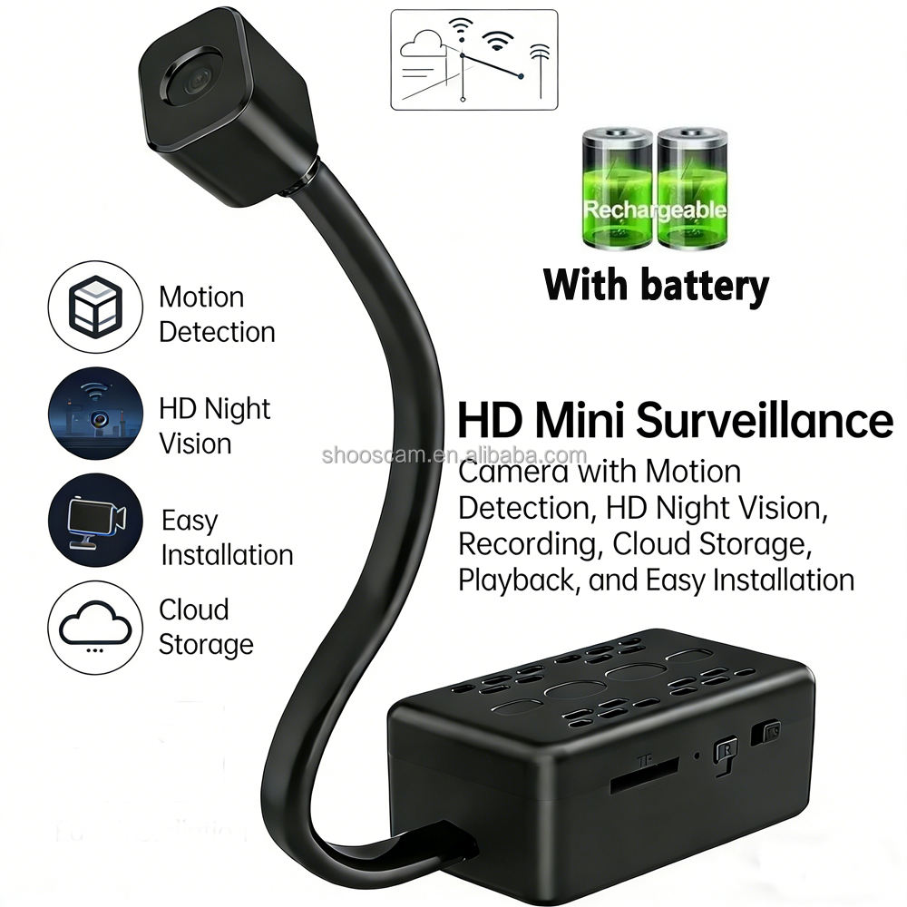 Ultra-HD Rechargeable Mini Spy Camera - Flexible Snake Cable Pinhole CCTV Security Cam with Smart Motion Detection, HD Night Vision, Wireless Cloud Storage & Easy Hidden Setup