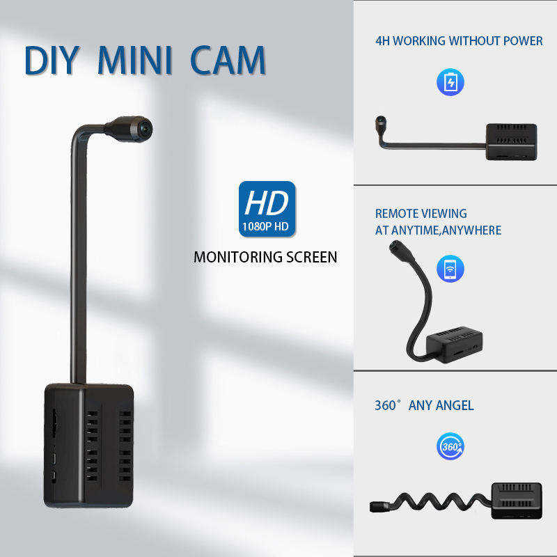 Ultra-HD Rechargeable Mini Spy Camera - Flexible Snake Cable Pinhole CCTV Security Cam with Smart Motion Detection, HD Night Vision, Wireless Cloud Storage & Easy Hidden Setup