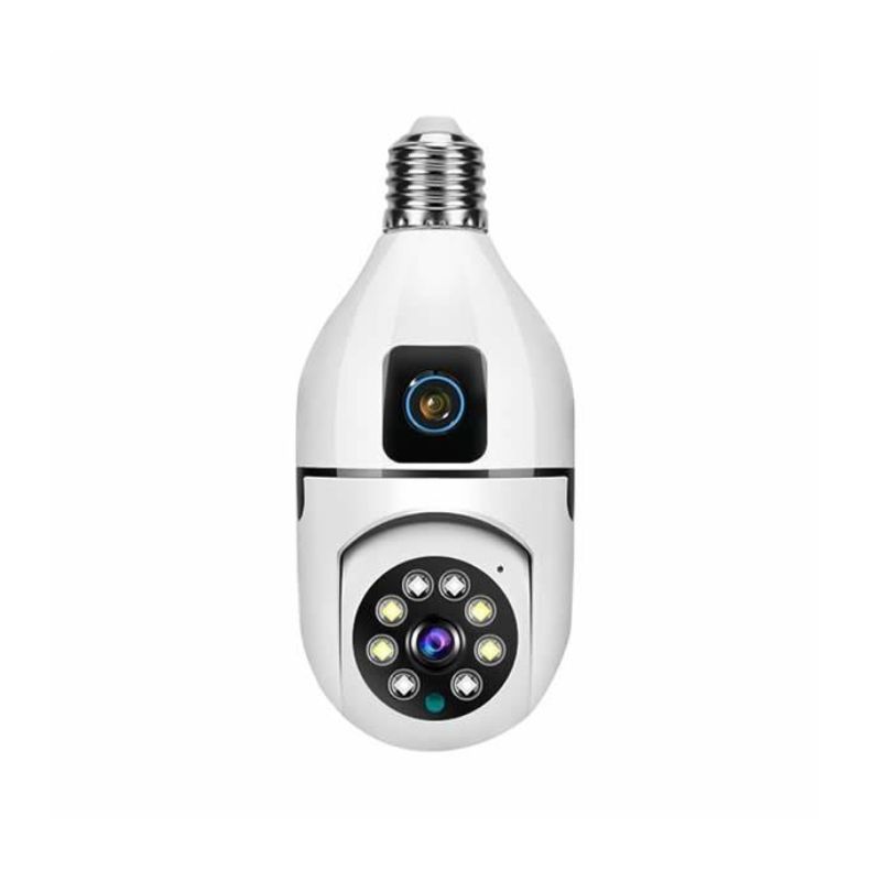 Dual Lens WiFi CCTV Bulb Camera 360° PTZ Wireless Security Camera AI Human Detection Full HD 1080P Color Night Vision Two-Way Audio Motion Tracking Remote Viewing