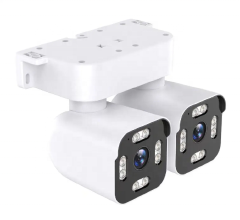Smart 4MP Dual WiFi CCTV Camera with PTZ control, motion detection, color night vision, two-way audio and remote monitoring for home security.