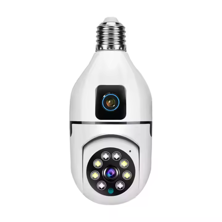 Dual Lens WiFi CCTV Bulb Camera 360° PTZ Wireless Security Camera AI Human Detection Full HD 1080P Color Night Vision Two-Way Audio Motion Tracking Remote Viewing
