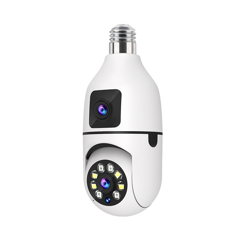 Dual Lens WiFi CCTV Bulb Camera 360° PTZ Wireless Security Camera AI Human Detection Full HD 1080P Color Night Vision Two-Way Audio Motion Tracking Remote Viewing
