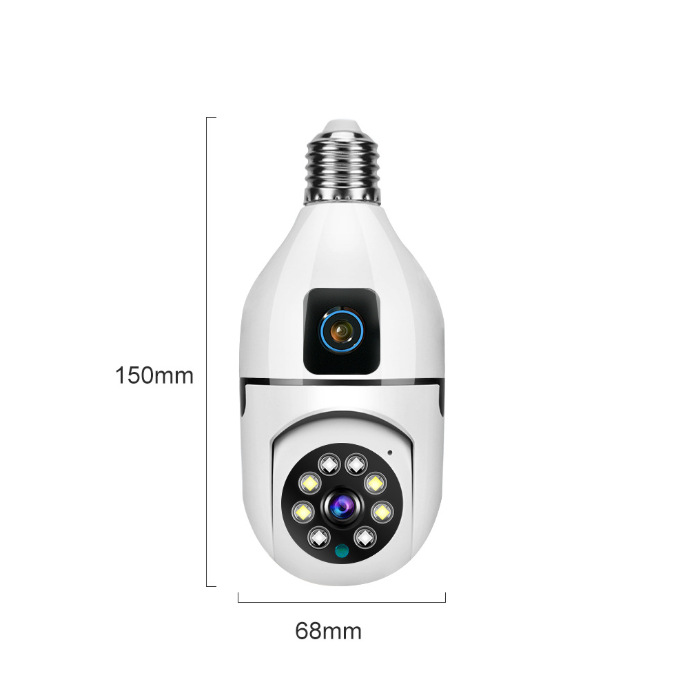 Dual Lens WiFi CCTV Bulb Camera 360° PTZ Wireless Security Camera AI Human Detection Full HD 1080P Color Night Vision Two-Way Audio Motion Tracking Remote Viewing