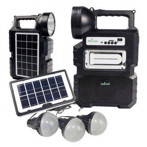 CcLamp Multifunctional Solar Lighting System 30W with Power Bank, Bluetooth Speaker, FM Radio & 3 LED Bulbs – Portable Solar Kit with Panel for Home Backup & Camping